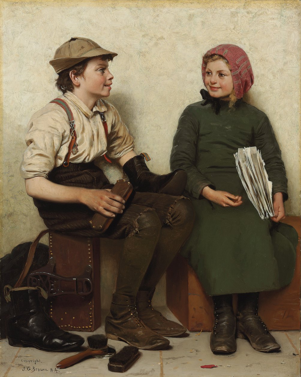 Tete a Tete, ca. 1888-1890 af John George Brown