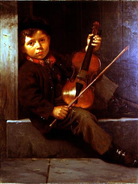 The Boy Violinist (olie på lærred) af John George Brown