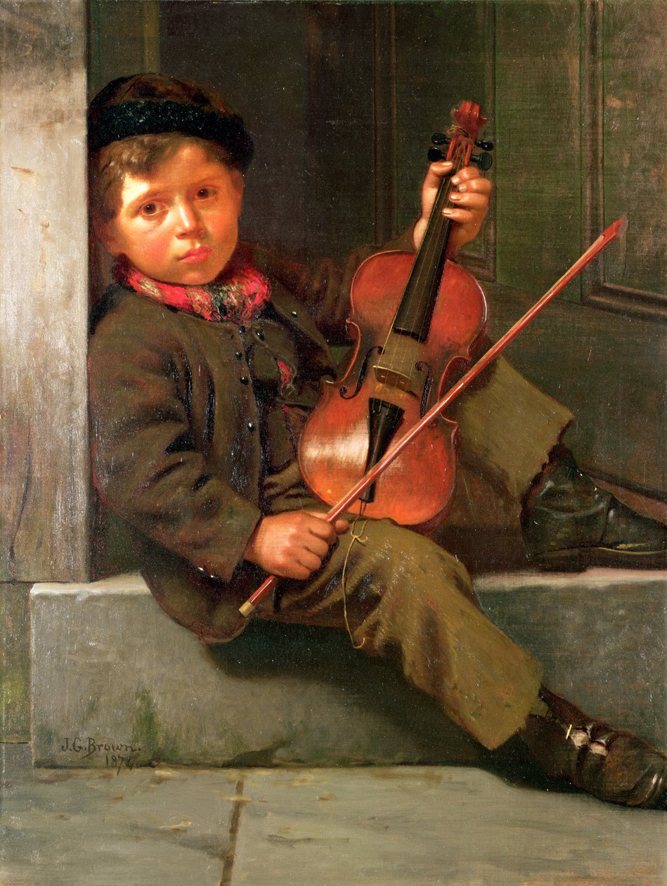 The Boy Violinist, 1874 af John George Brown
