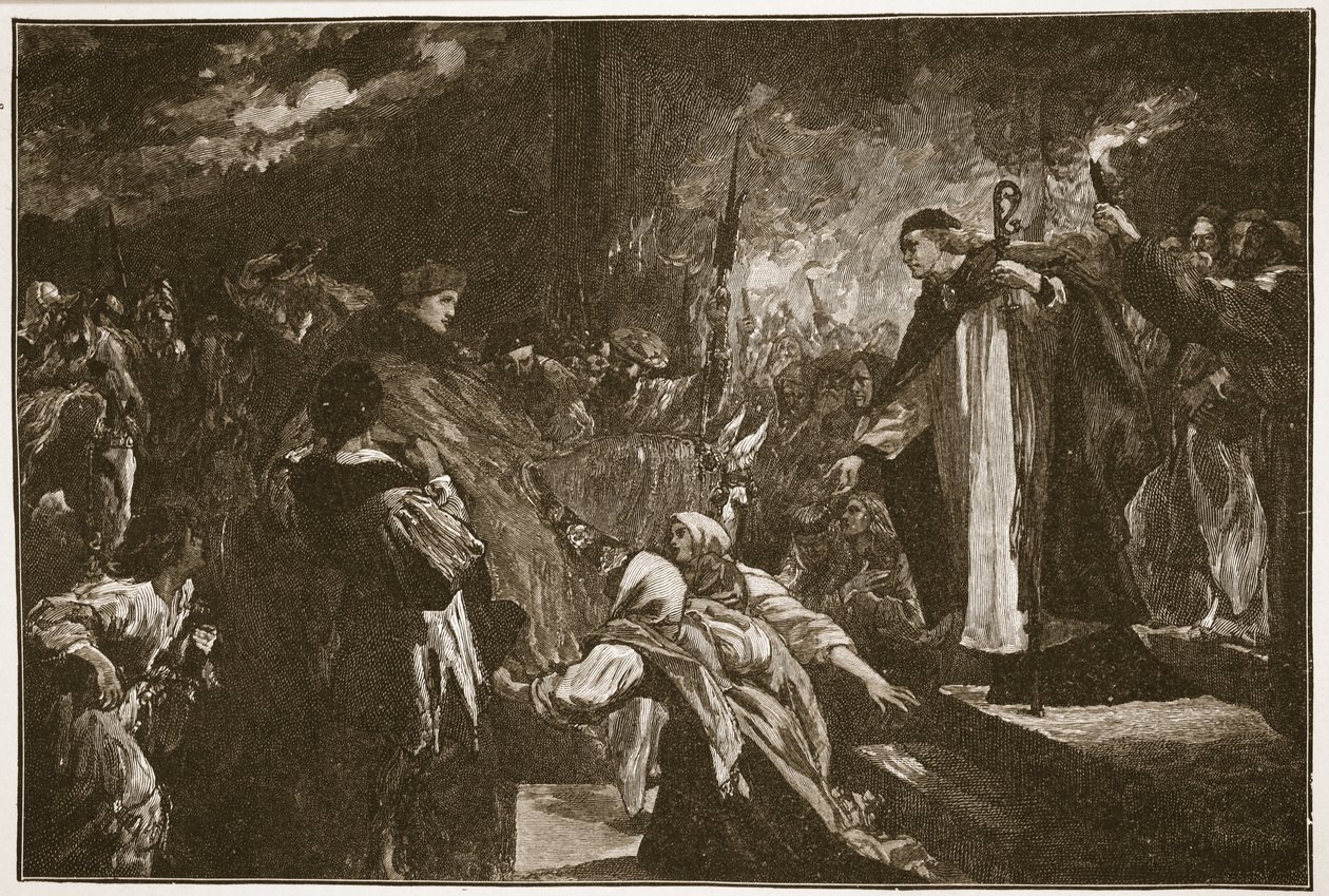 Kardinal Wolsey i Leicester Abbey, illustration fra 