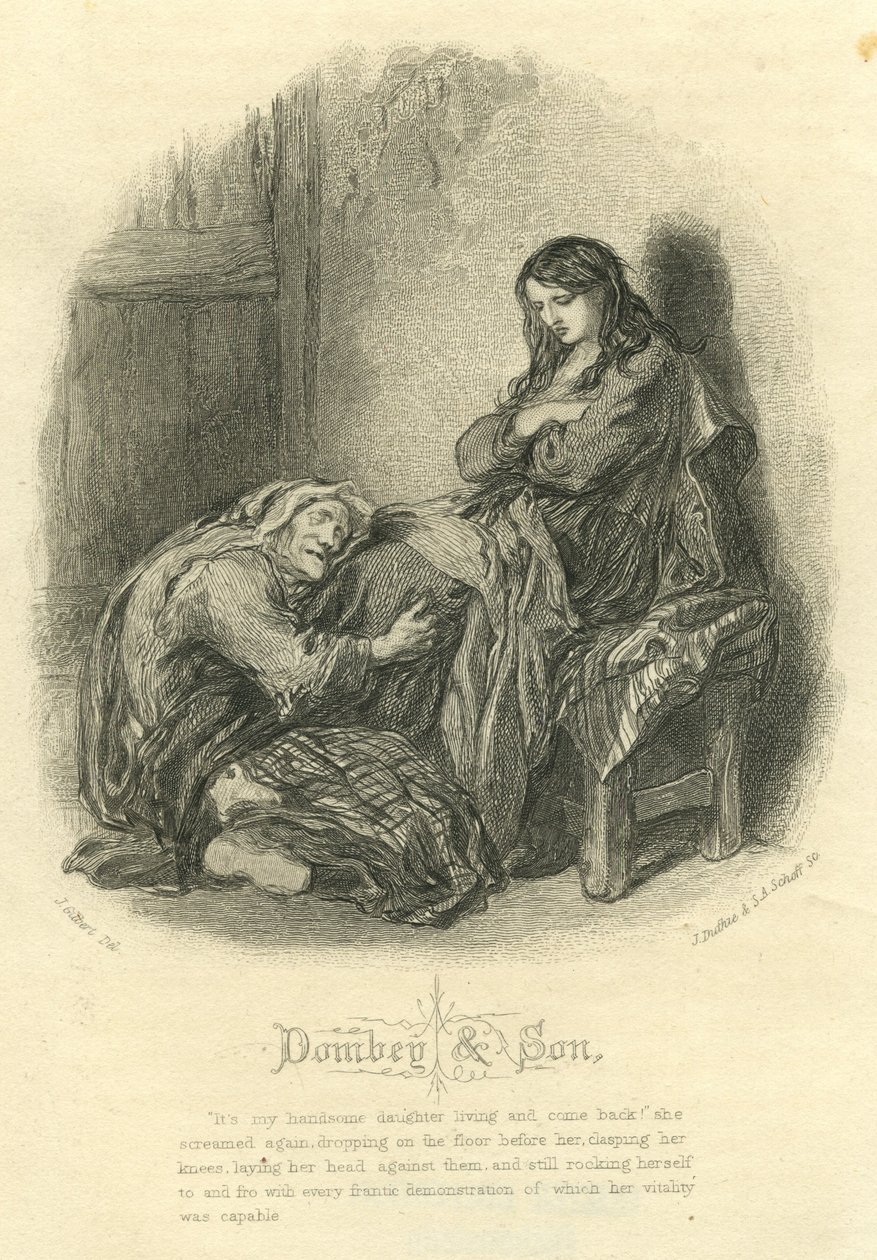 Dombey og søn: Alice Brown og hendes mor af John Gilbert