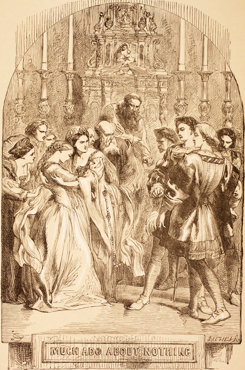 Illustration til Much Ado About Nothing, fra "The Illustrated Library Shakespeare", udgivet i London 1890 af John Gilbert