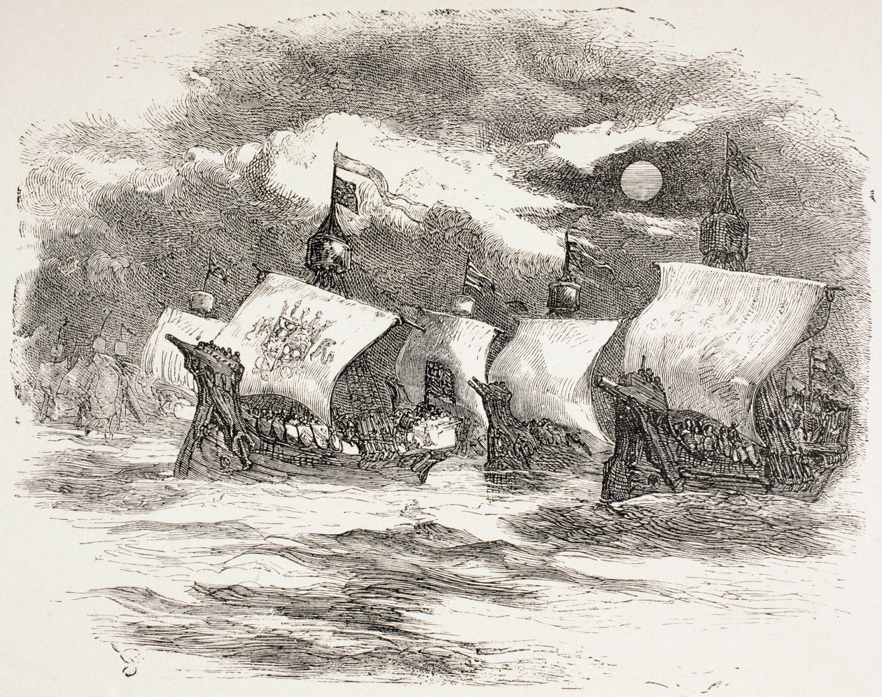 Kong Henrys flåde sejler til Frankrig, 1890 af John Gilbert