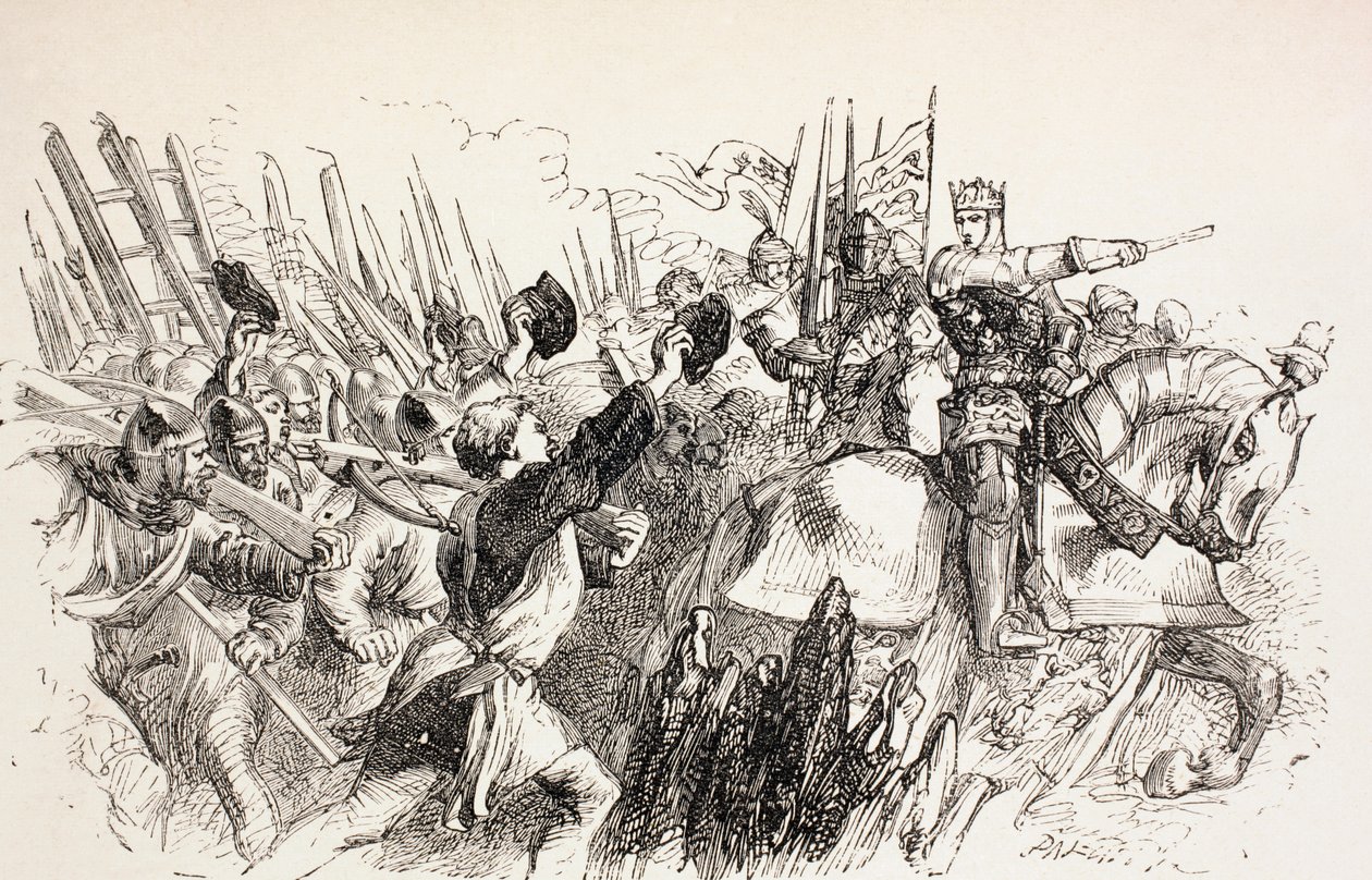 Kong Henrys styrker ved belejringen af Harfleur, Frankrig, 1890 af John Gilbert