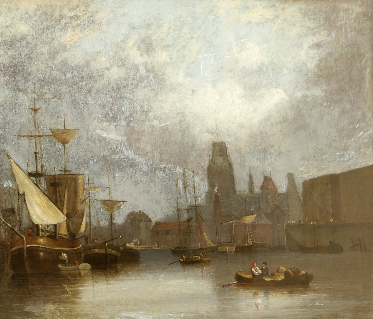 St Mary Redcliffe fra den flydende havn (olie på lærred) af John Glen Wilson