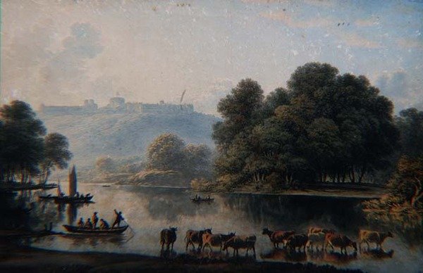 Udsigt over Windsor Castle fra Themsen (akvarel) af John Glover