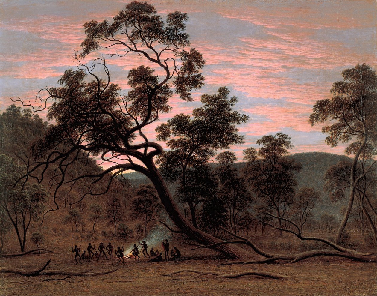 En corroboree af indfødte i Mills Plains af John Glover