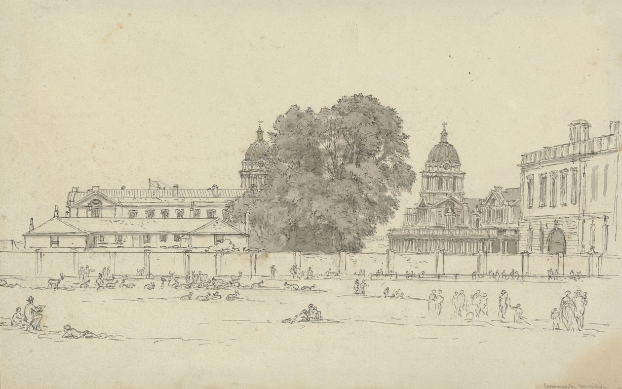 Greenwich Hospital (blæk og vask på papir) af John Glover