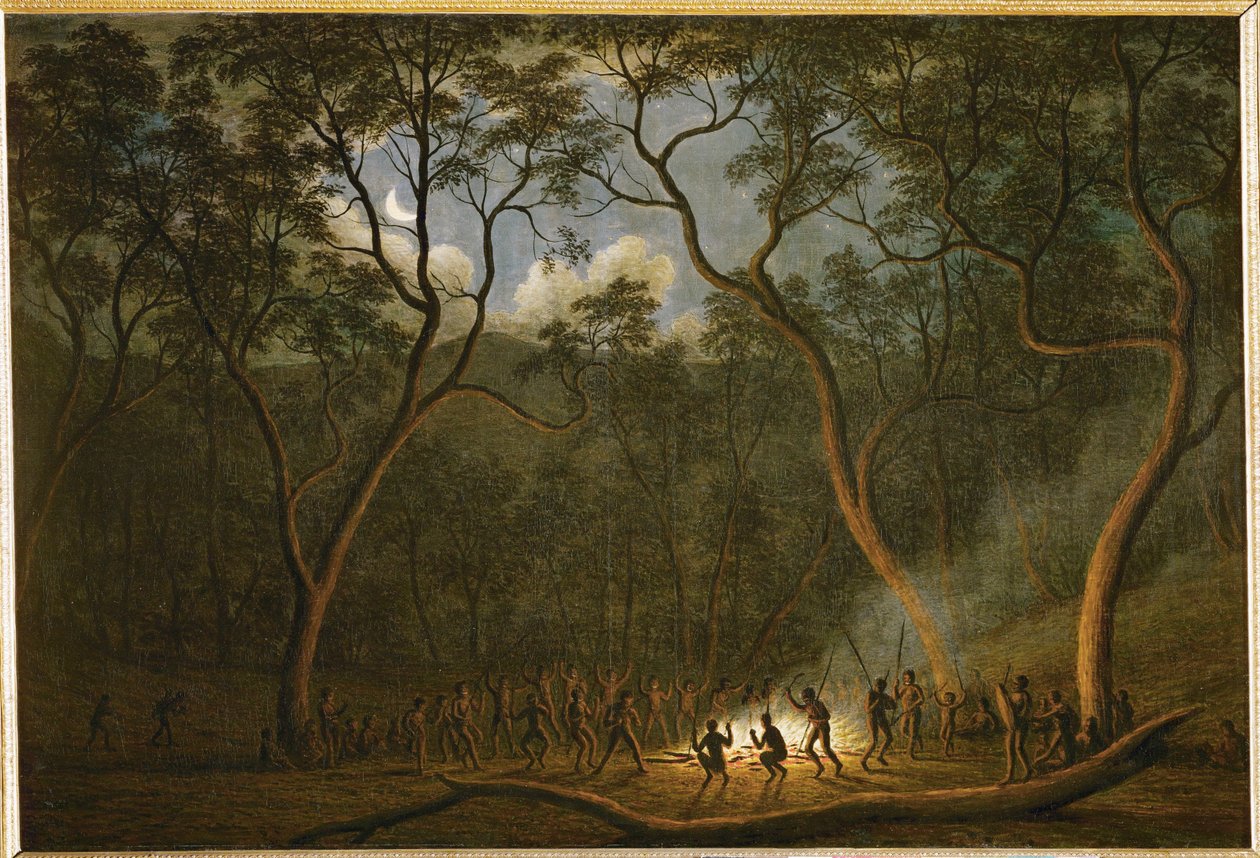 Måneskinsdans af aboriginerne i Van Diemen Land, Tasmanien ... af John Glover