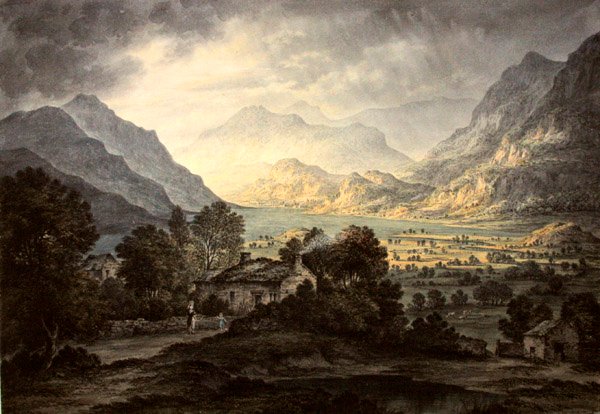 Place Fell and Helvellyn, Ullswater, fra Gowbarrow Park (akvarel med gummi arabicum på papir) af John Glover