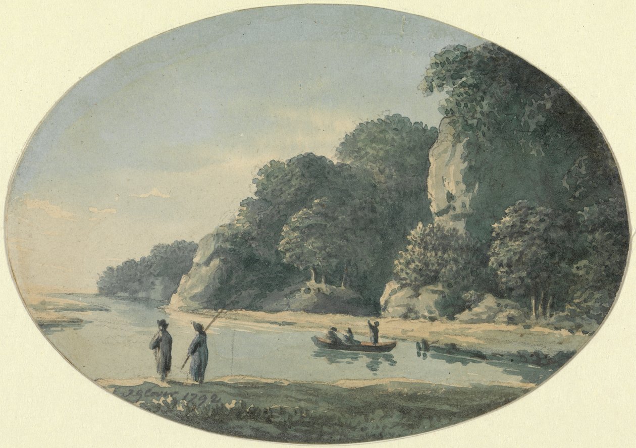 Flod med fisker, 1792 (wc over grafit på papir) af John Glover