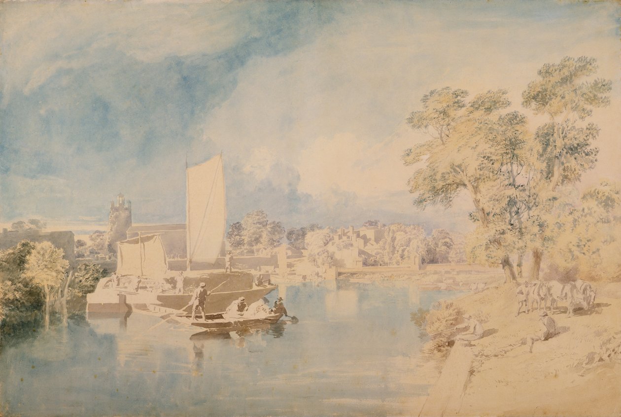 Themsen ved Isleworth, ca. 1805-10 (grafit og wc på lagt papir) af John Glover
