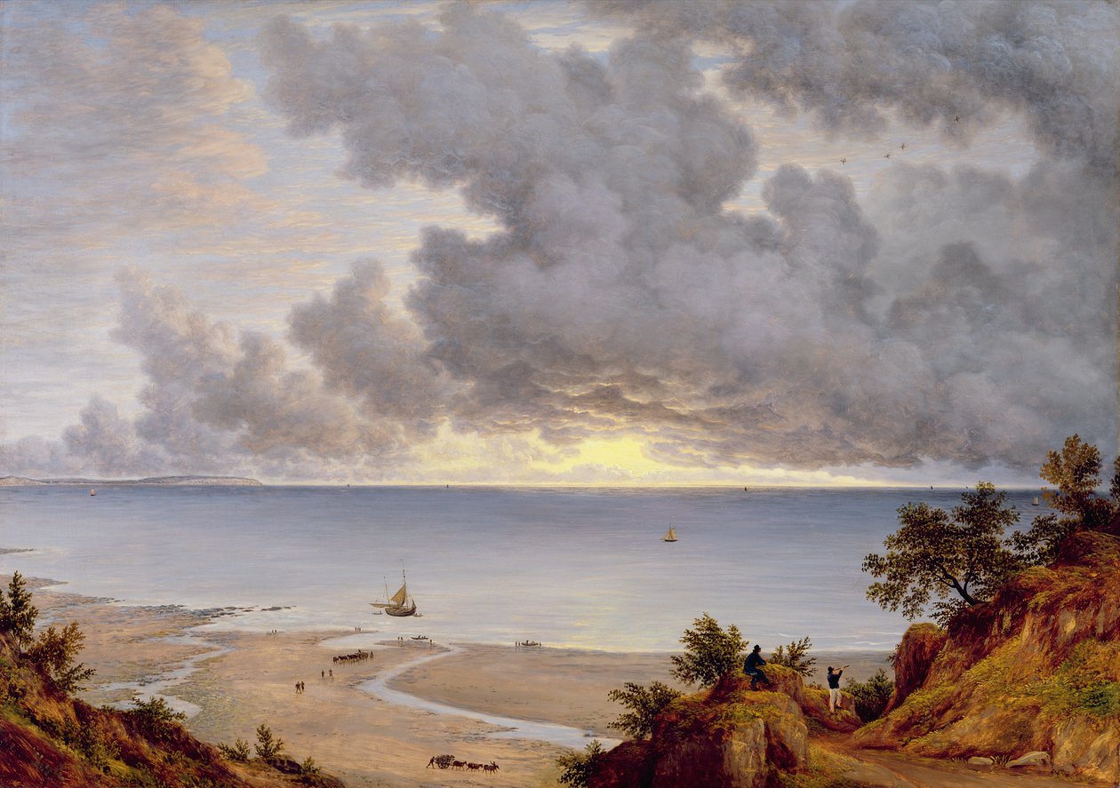 Udsigt fra Shanklin, Isle of Wight, ca. 1827 (olie på lærred) af John Glover