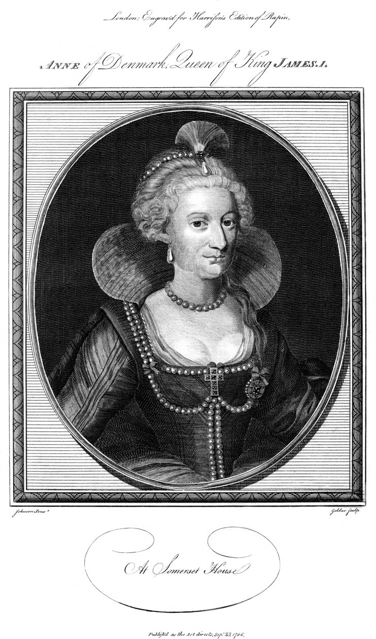 Anne af Danmark 1574-1619, dronningepartner af kong James I, 1786. af John Goldar
