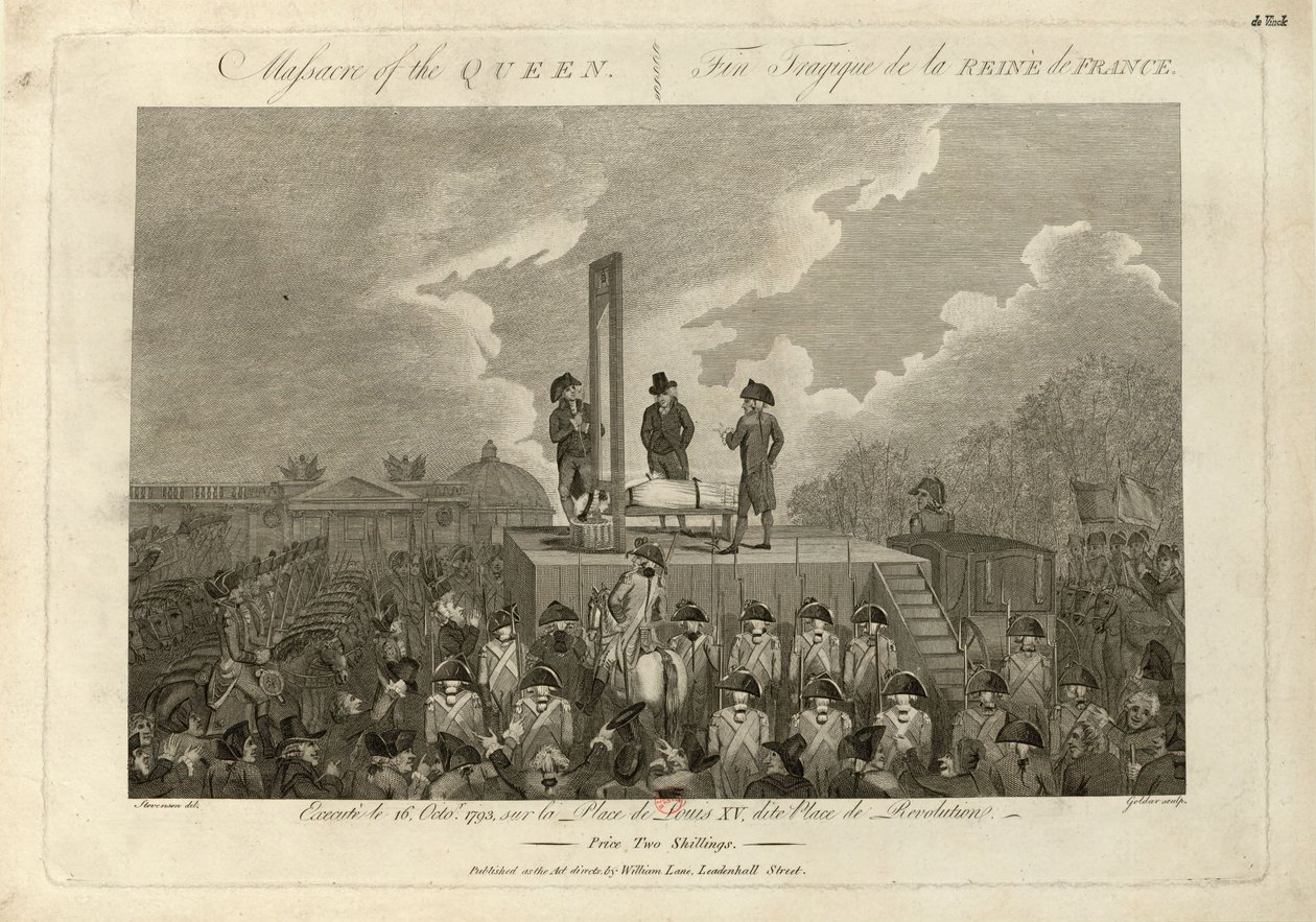 Henrettelsen af Marie Antoinette den 16. oktober 1793, 1793-1794. af John Goldar