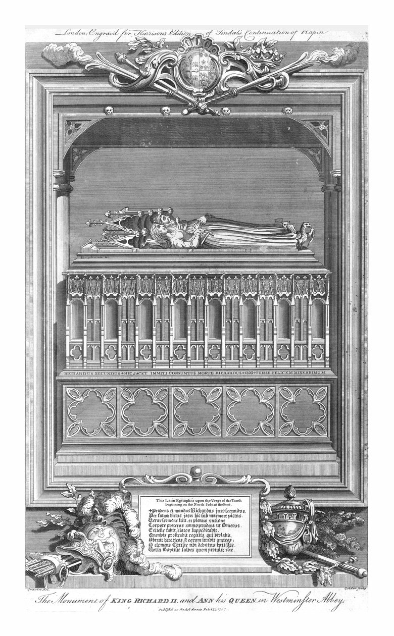 Monumentet af kong Richard II. og Ann hans dronning i Westminster Abbey, midten af det 18. århundrede. af John Goldar