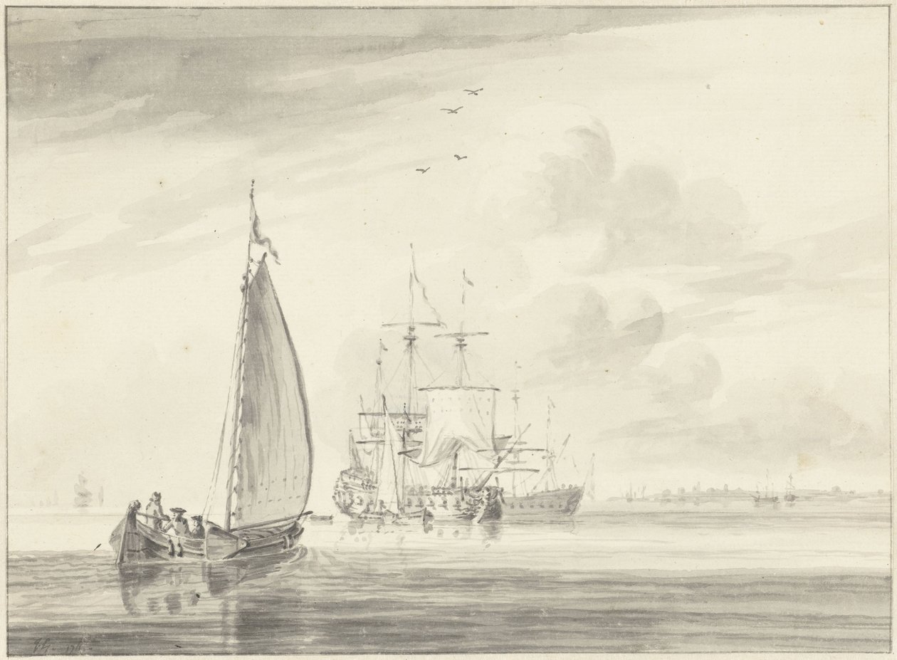 Skibe på roligt vand af John Greenwood