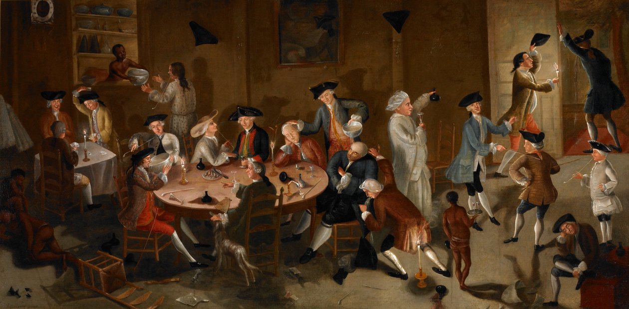 Kaptajner i Surinam, ca. 1752-58 (olie på sengetæppe) af John Greenwood