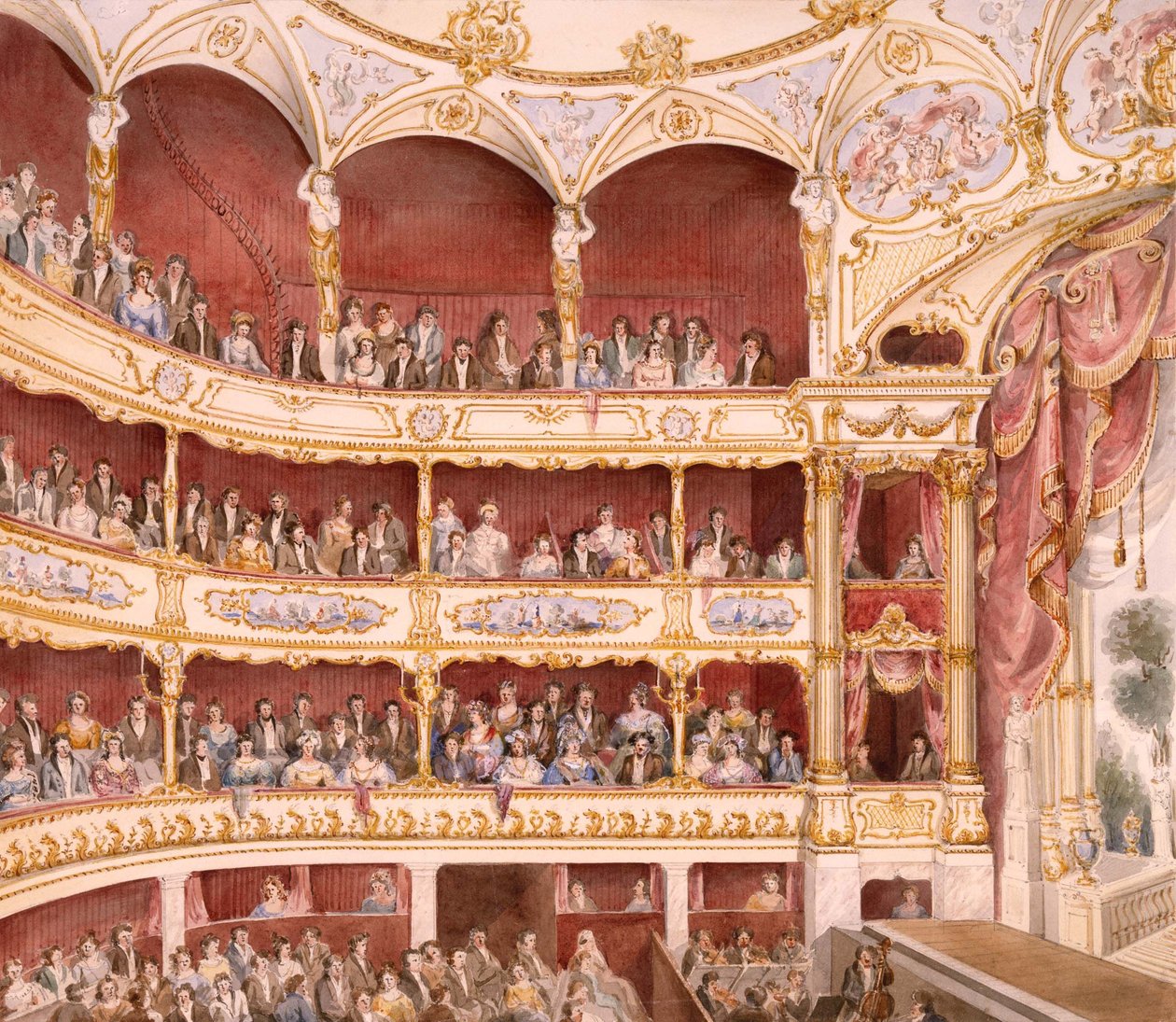 Interiør af St. James Theatre, London (akvarel) af John Gregory Crace af John Gregory Crace
