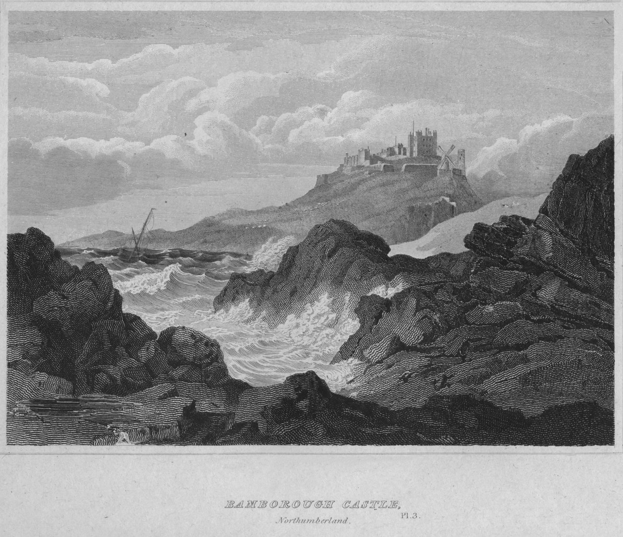 Bamburgh Castle, Northumberland, 1814 af John Greig