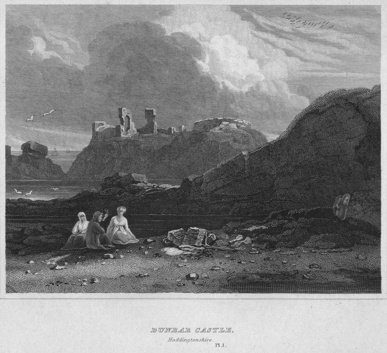 Dunbar Castle, Haddingtonshire, 1814 af John Greig
