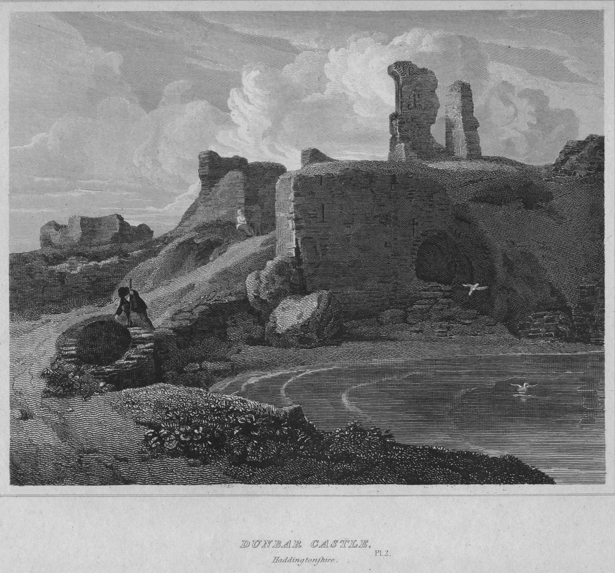 Dunbar Castle, Haddingtonshire, 1814 af John Greig