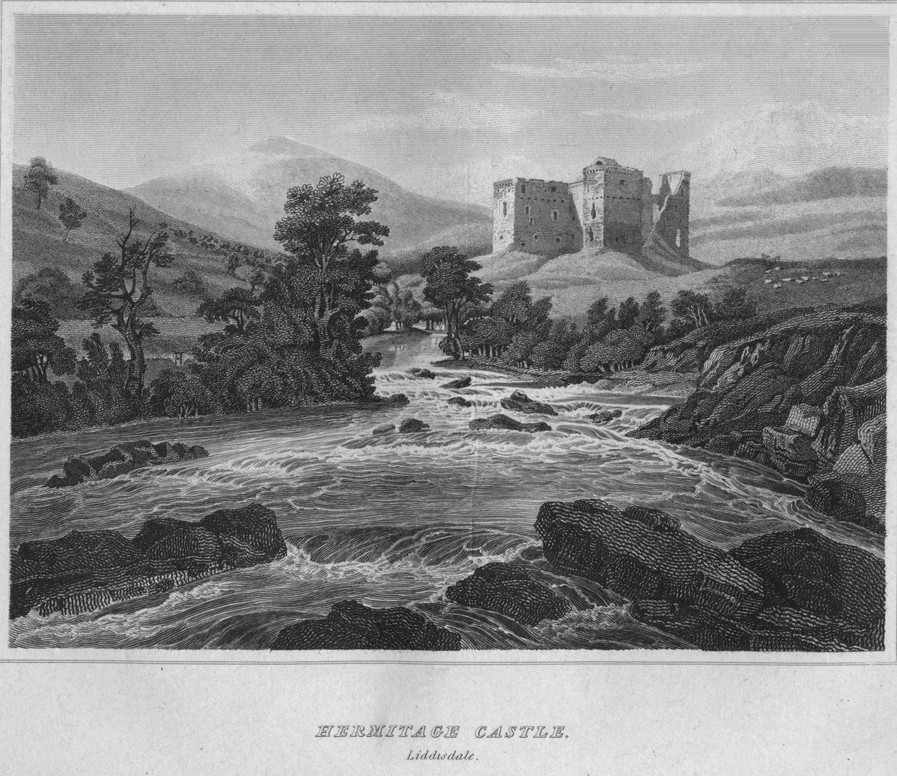 Eremitage Slot. Liddesdale, 1814 af John Greig