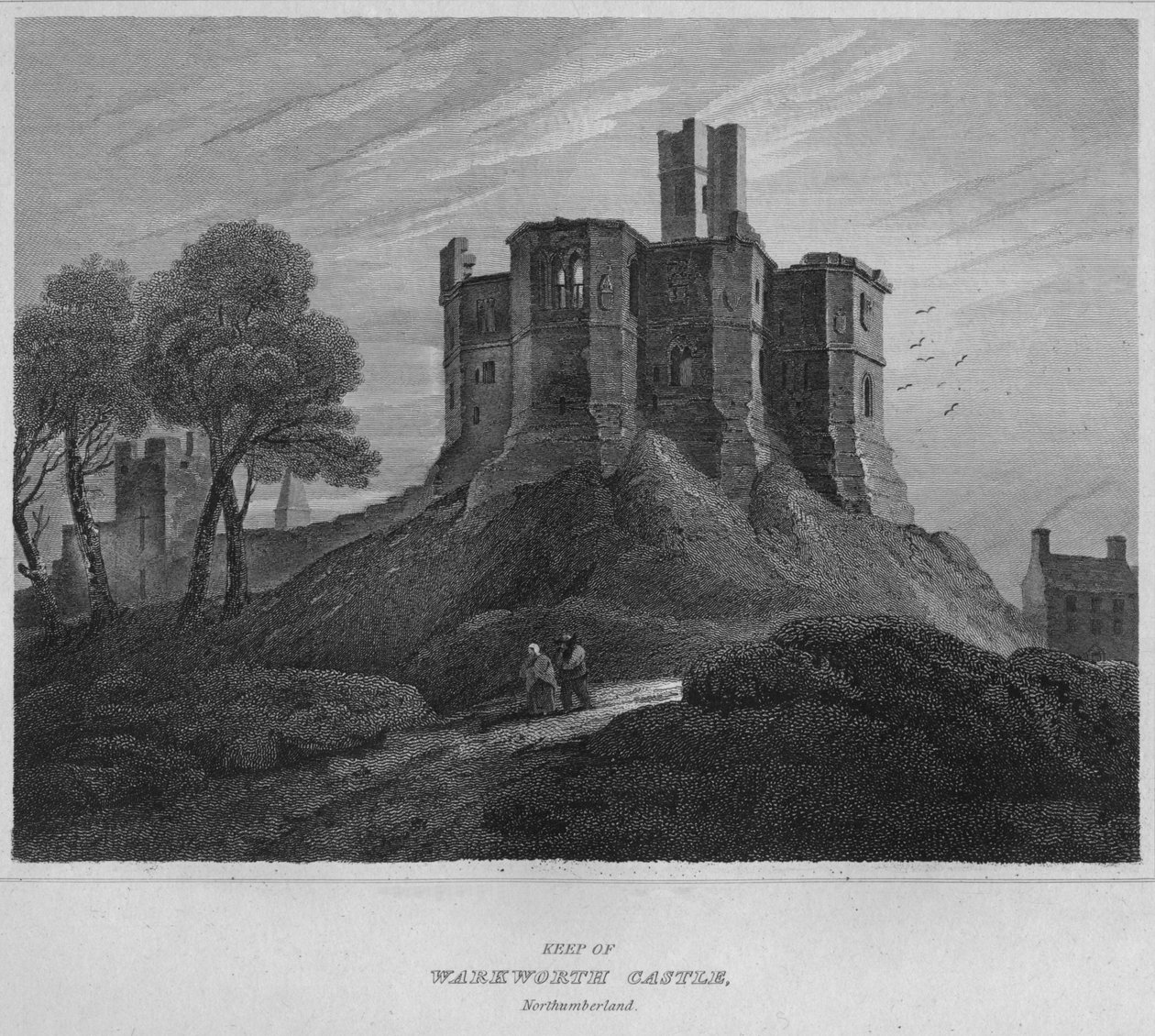 Keep of Warkworth Castle, Northumberland, 1814 af John Greig