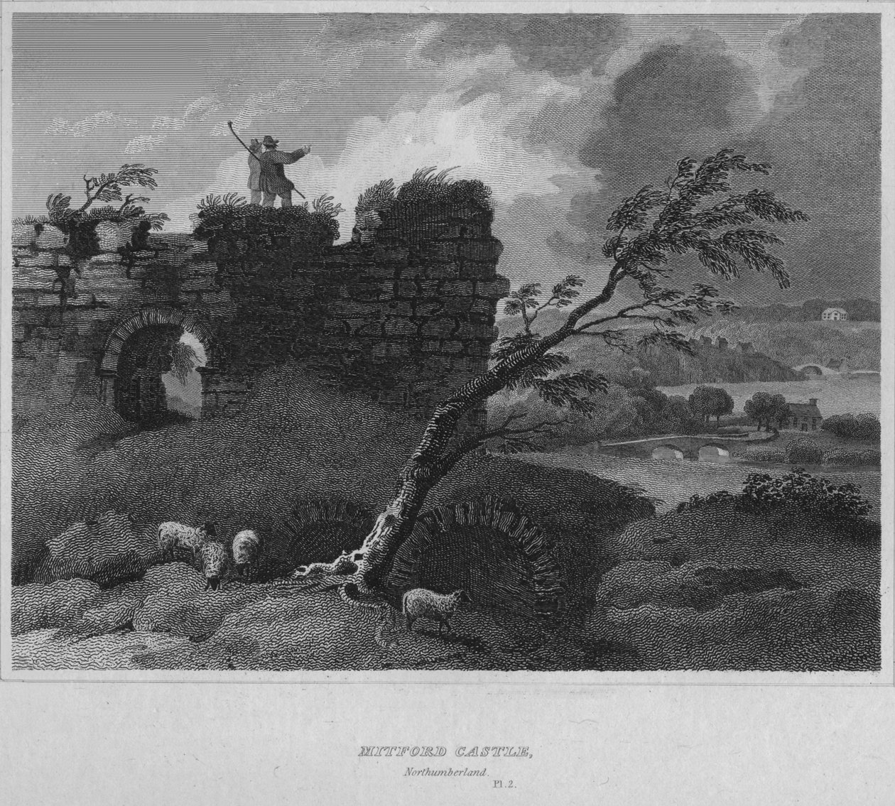 Mitford Castle, Northumberland, 1814 af John Greig