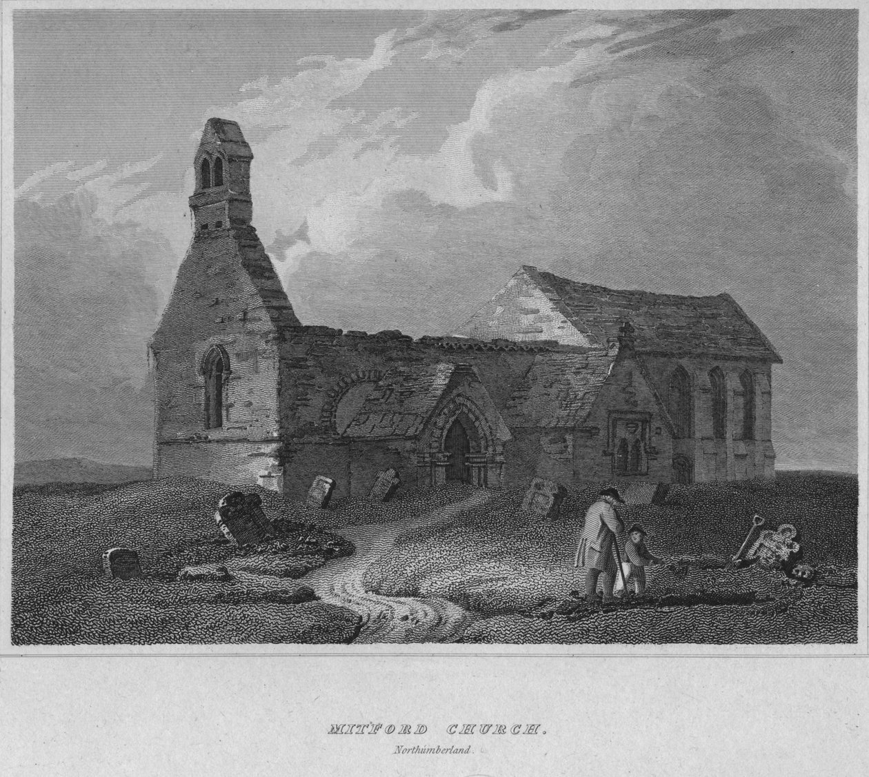 Mitford Church, Northumberland, 1814 af John Greig