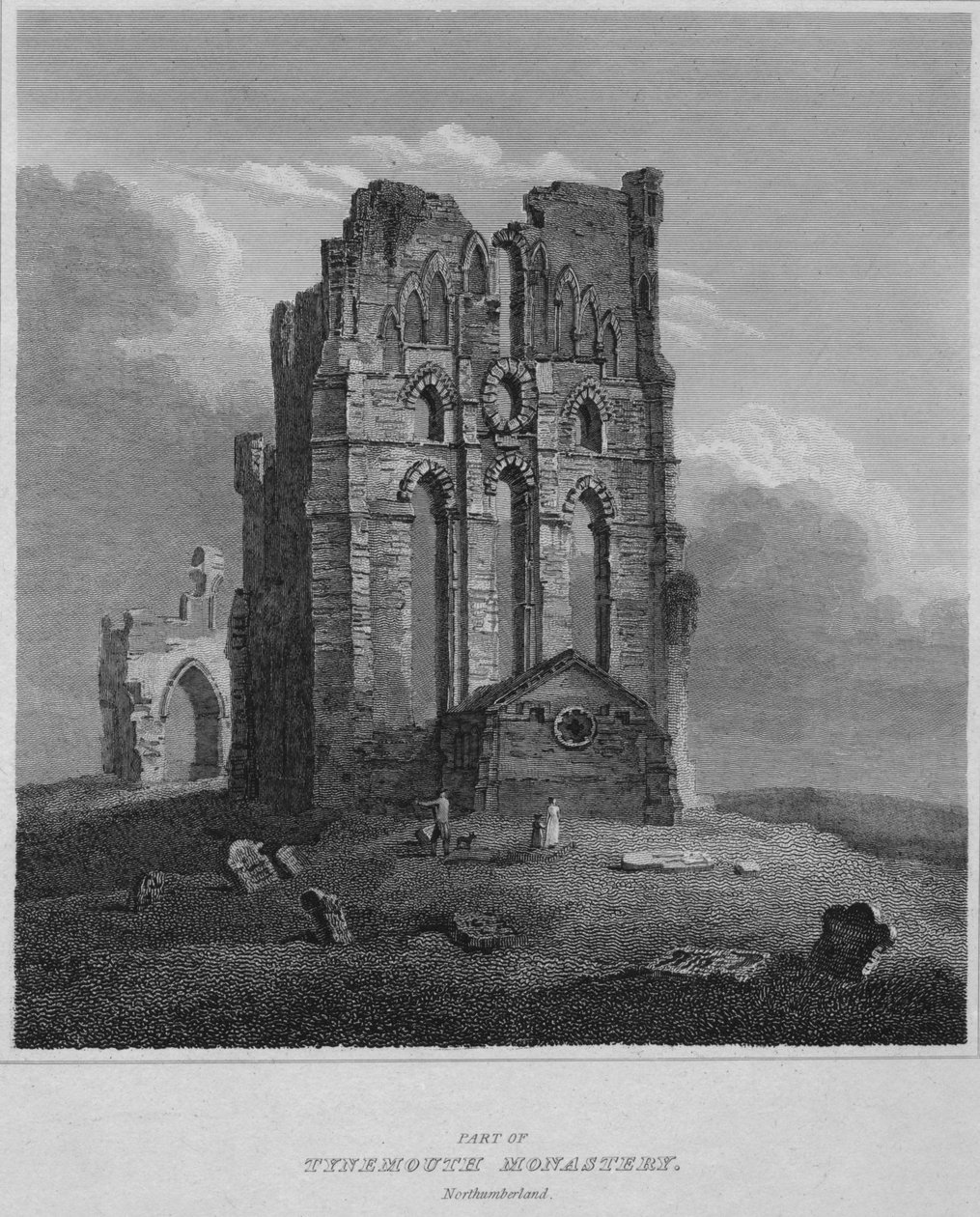 En del af Tynemouth Monastery. Northumberland, 1814 af John Greig