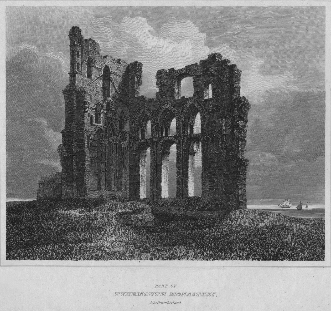 En del af Tynemouth Monastery. Northumberland, 1814 af John Greig