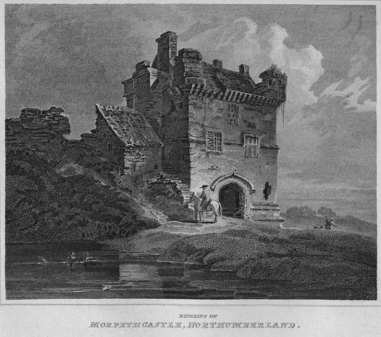 Rester af Morpeth Castle, Northumberland, 1814 af John Greig