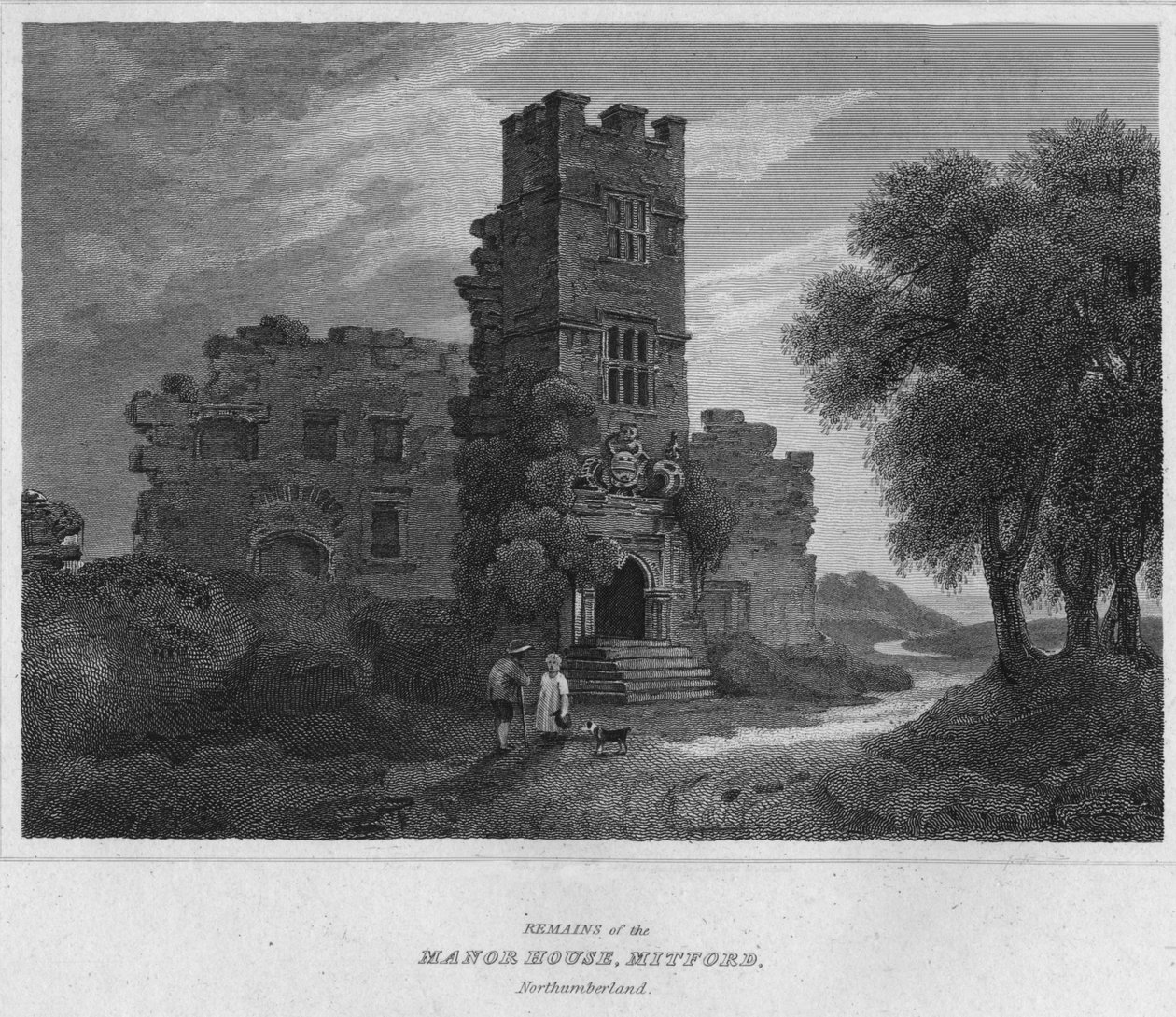 Rester af North House, Mitford, Northumberland., 1814 af John Greig
