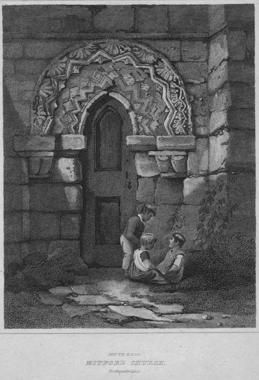 South Door - Mitford Church, Northumberland, 1814 af John Greig