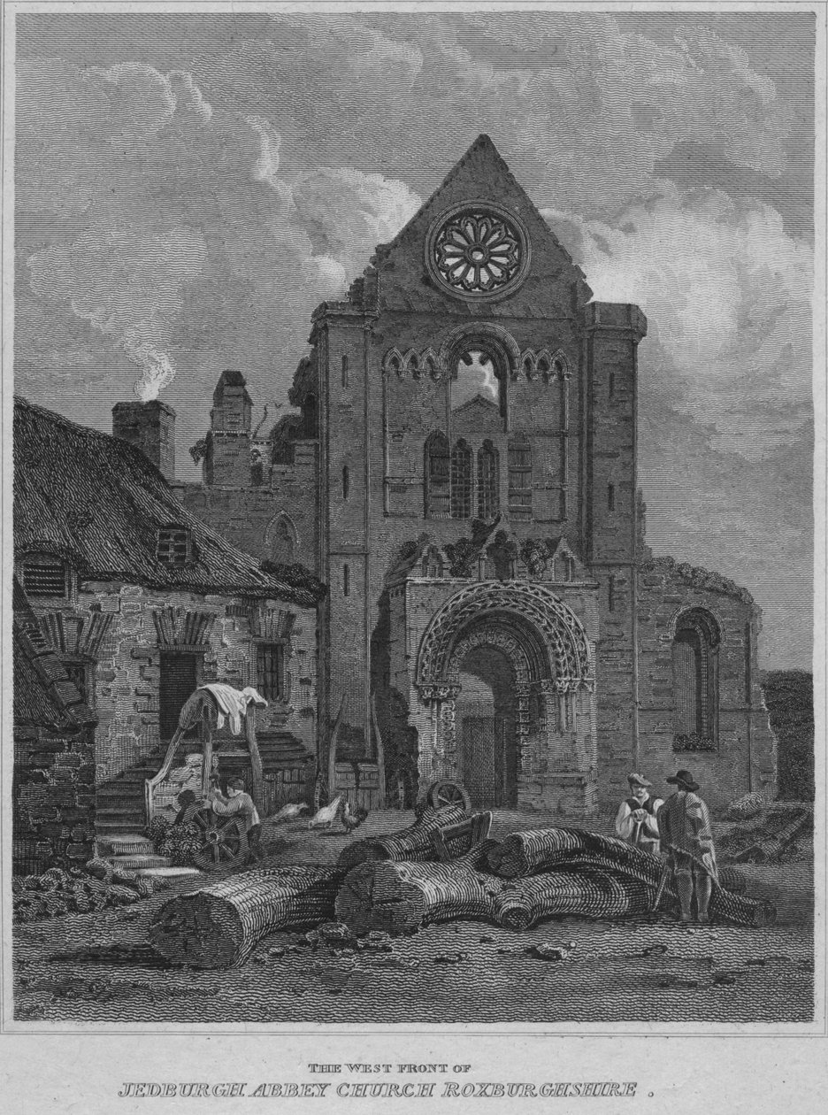 Vestfronten af Jedburgh Abbey Church Roxburghshire, 1814 af John Greig
