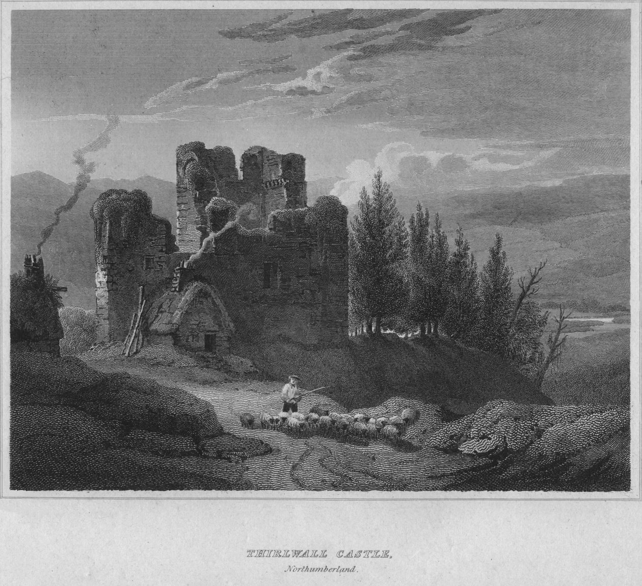 Thirlwall Castle, Northumberland, 1814 af John Greig