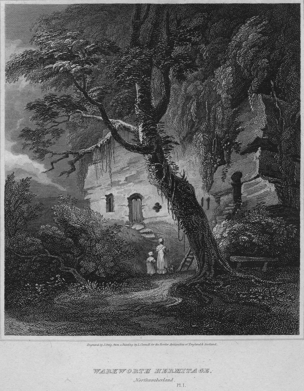 Warkworth Hermitage, Northumberland, 1814 af John Greig