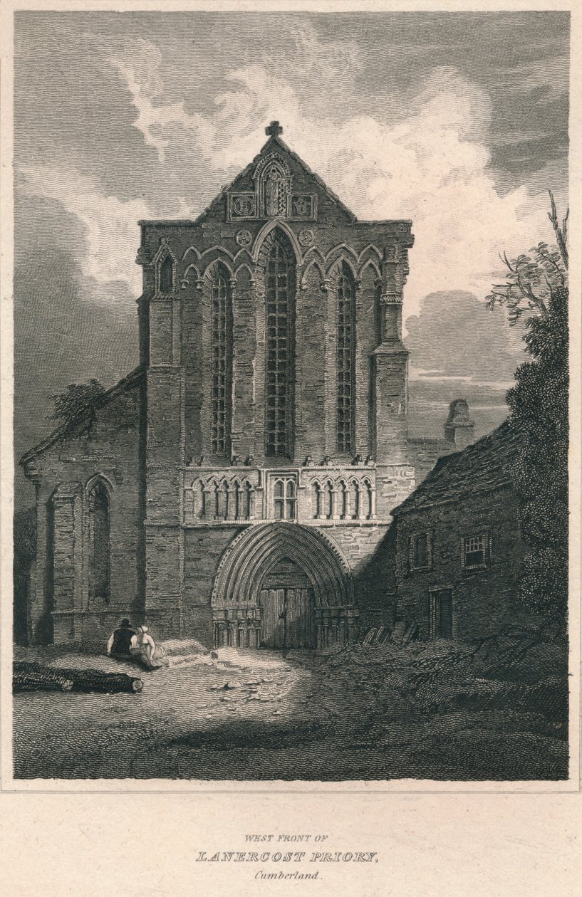 Vestfronten af Lanercost Priory. Cumberland, 1814 af John Greig