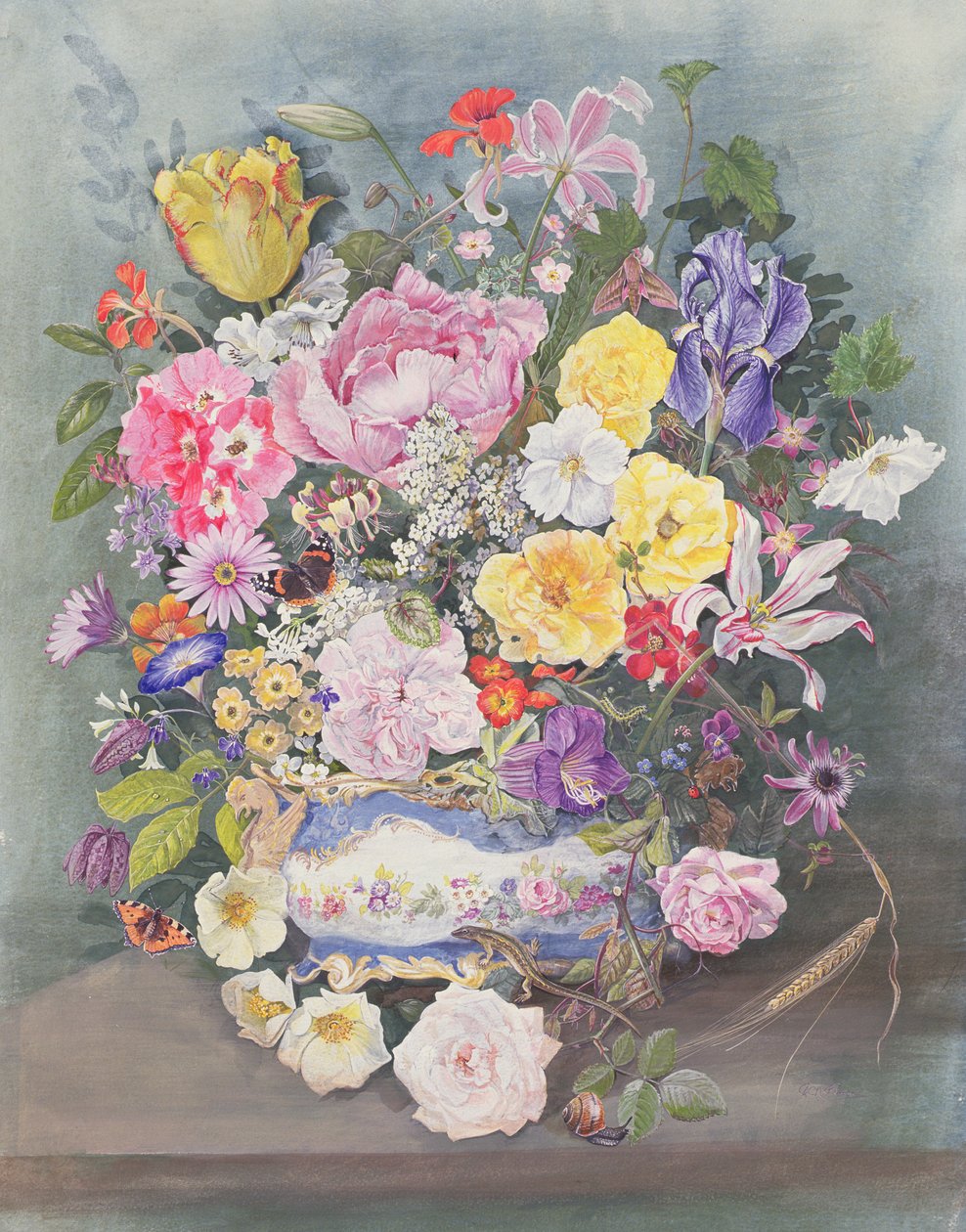 Blomster i en Sevres Jardiniere af John Gubbins