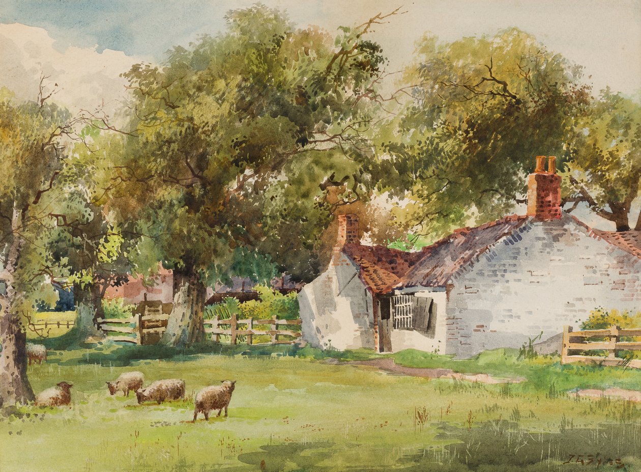 Springtime, Laceby Common (wc på papir) af John Guttridge Sykes