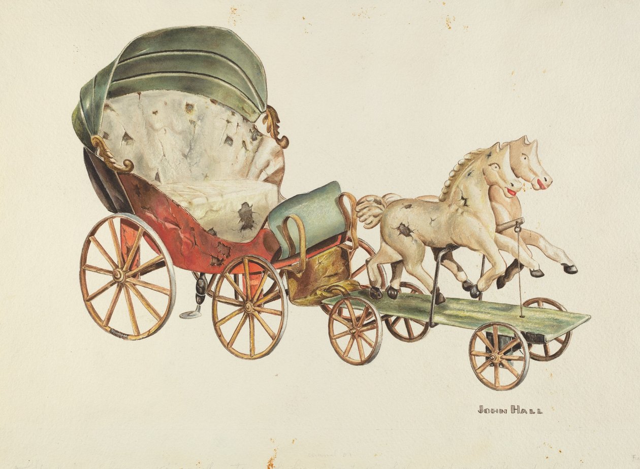 Calash og heste, ca. 1940. af John Hall