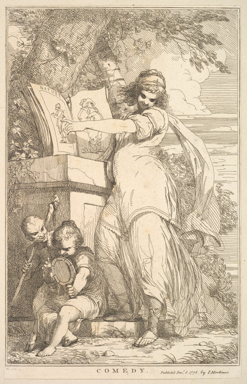 Komedie fra Femten Etchings Dedikeret til Sir Joshua Reynolds, 8. december 1778. af John Hamilton Mortimer