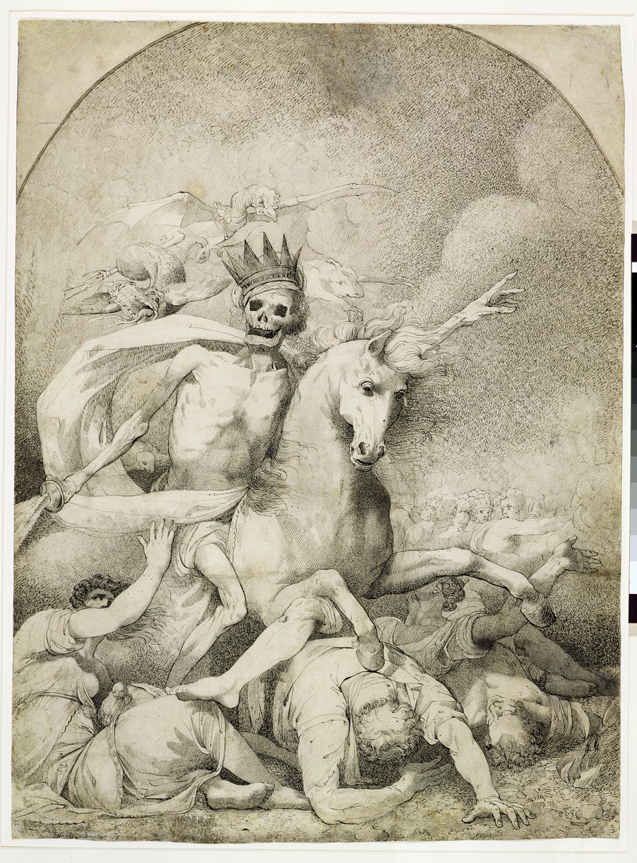 Døden på en bleg hest, ca. 1775 (pen og sort blæk på vævet papir) af John Hamilton Mortimer