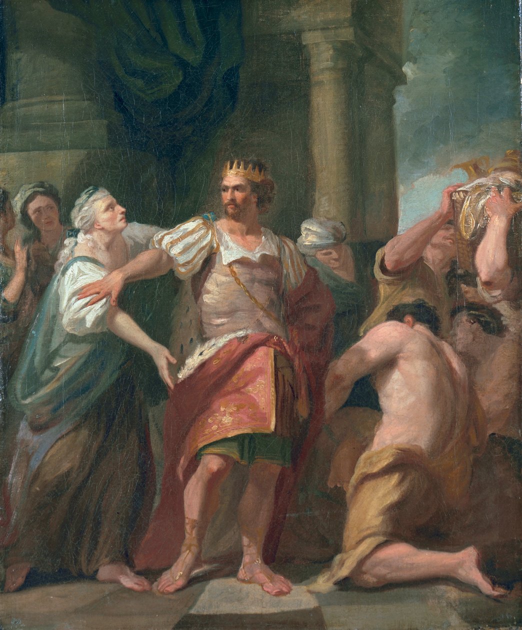 Edward the Confessor stripper sin mor for hendes effekter, ca. 1763 (olie på lærred) af John Hamilton Mortimer