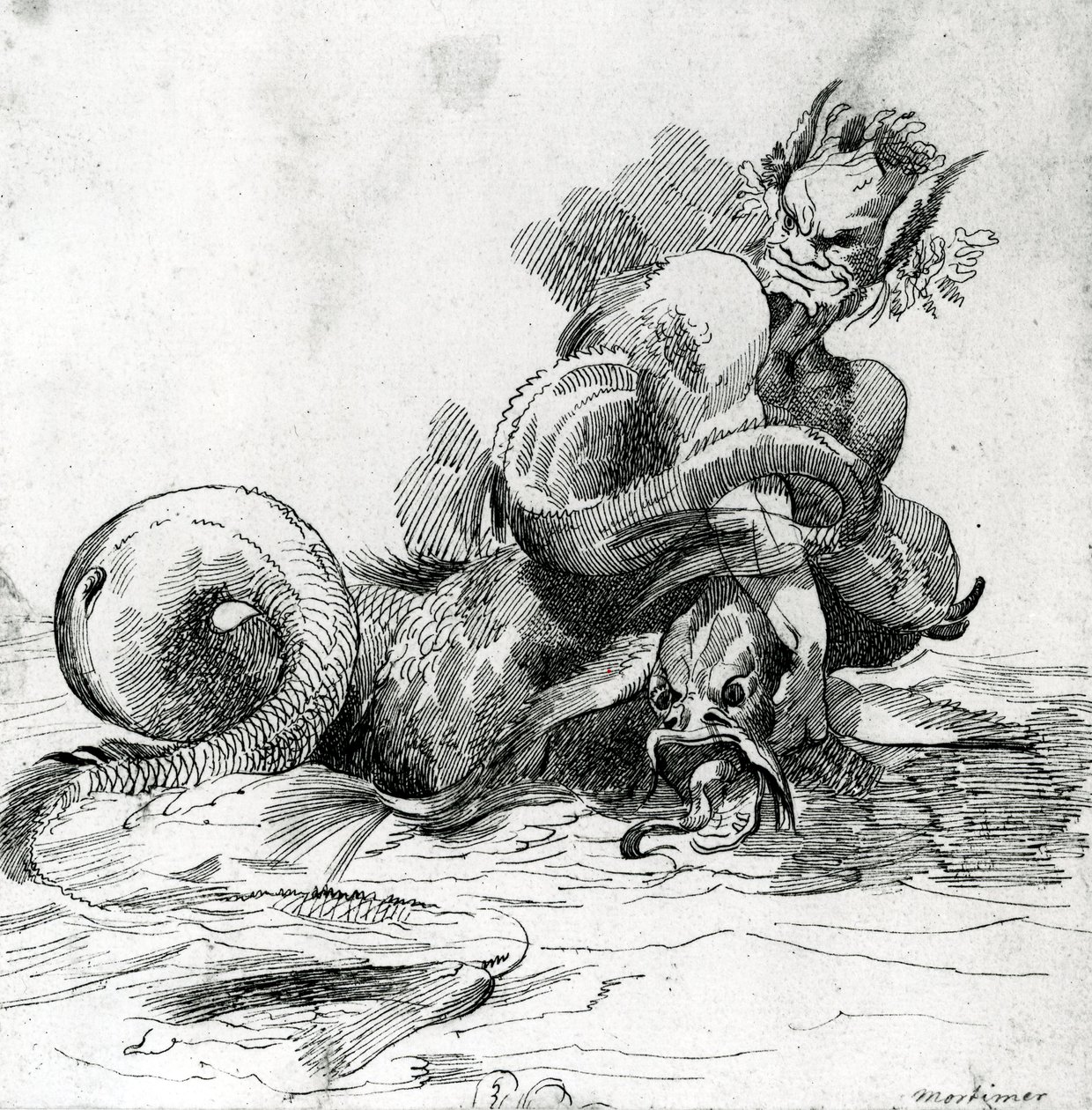 Illustration af et havmonster, 1700-tallet af John Hamilton Mortimer