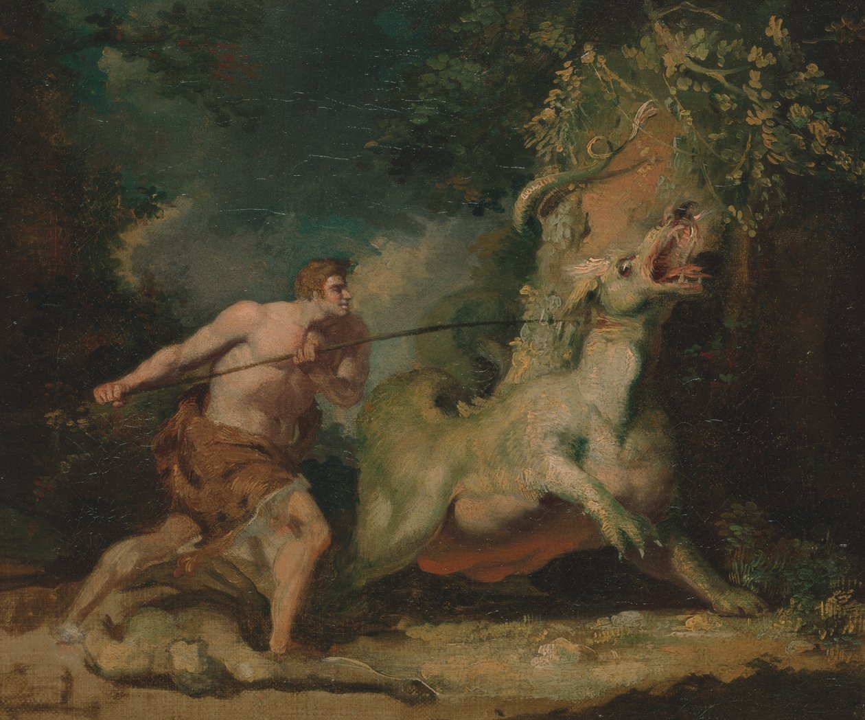 Mand angriber et monster af John Hamilton Mortimer