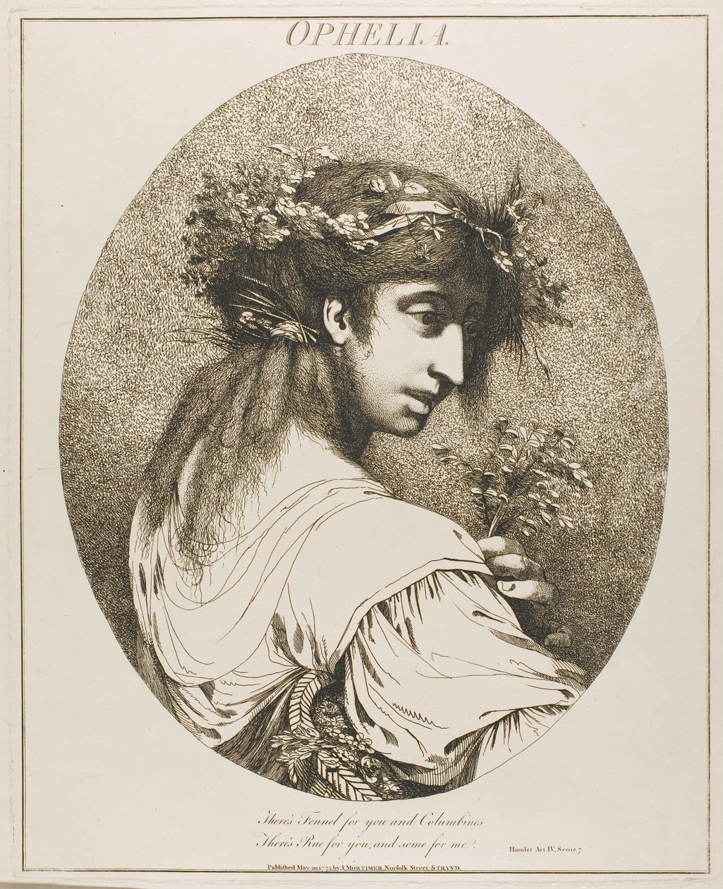 Ophelia, fra Twelve Characters fra Shakespeare af John Hamilton Mortimer
