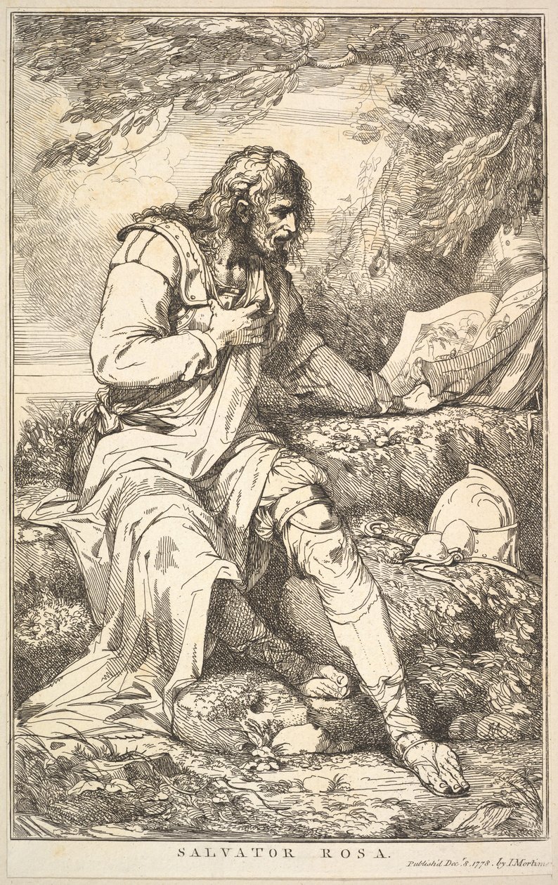 Salvator Rosa fra Femten Etchings dedikeret til Sir Joshua Reynolds, 8. december 1778. af John Hamilton Mortimer