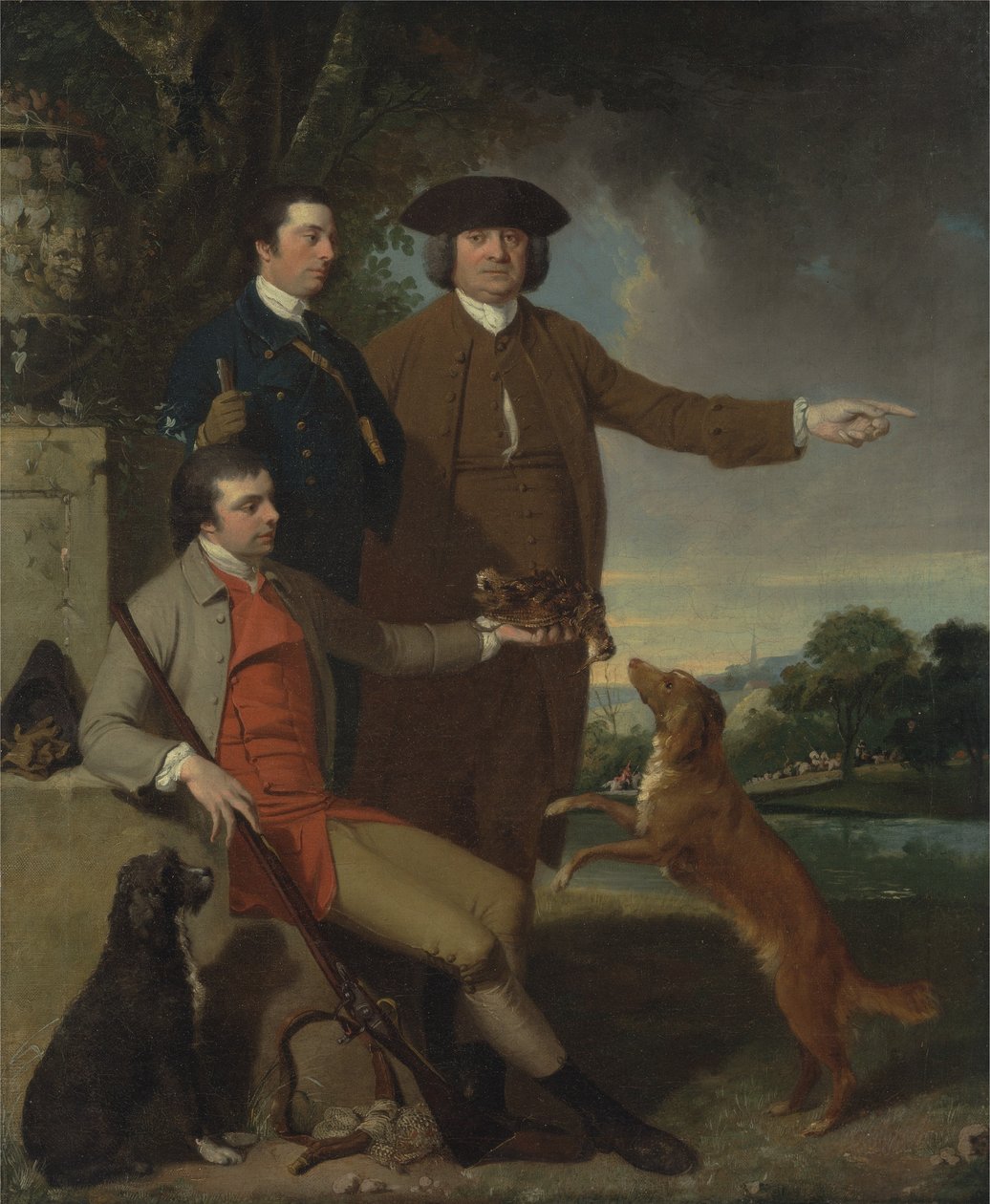 Selvportræt med far og bror, ca. 1760-62 (olie på lærred) af John Hamilton Mortimer